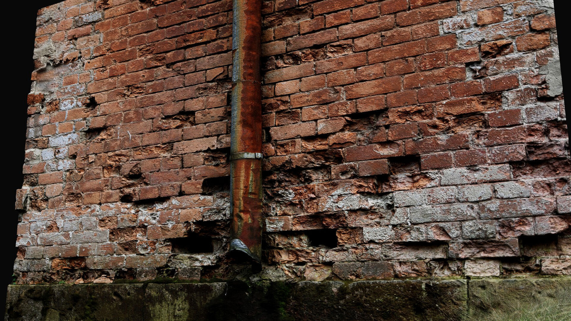 brickwall damaged factory facade pt2 PBR photogrammetry Low-poly 3D model_1