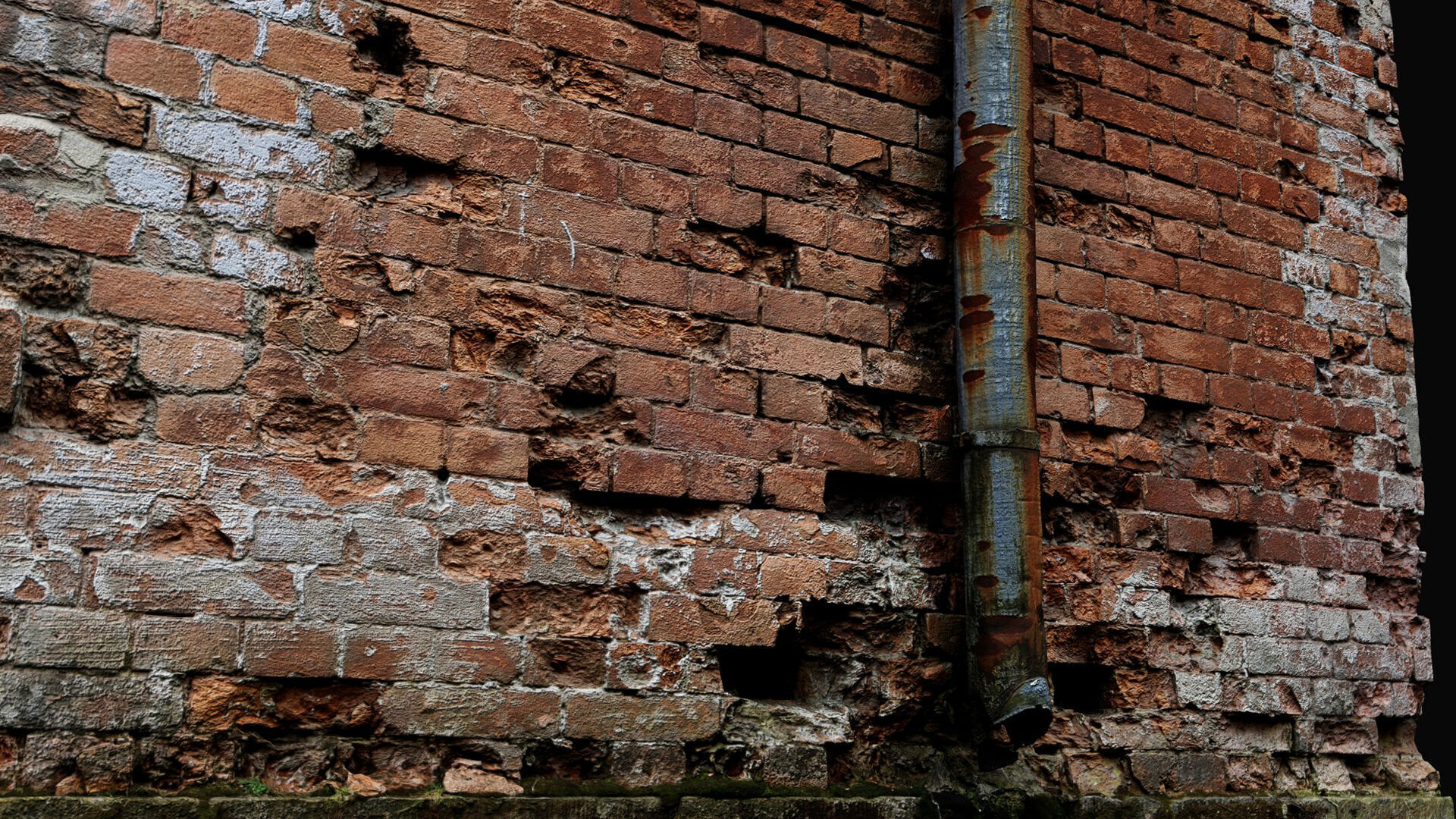 brickwall damaged factory facade pt2 PBR photogrammetry Low-poly 3D model_2