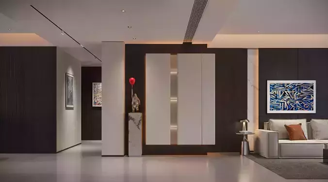 Modern Luxe Living and Dining Room Interior Design 3D model