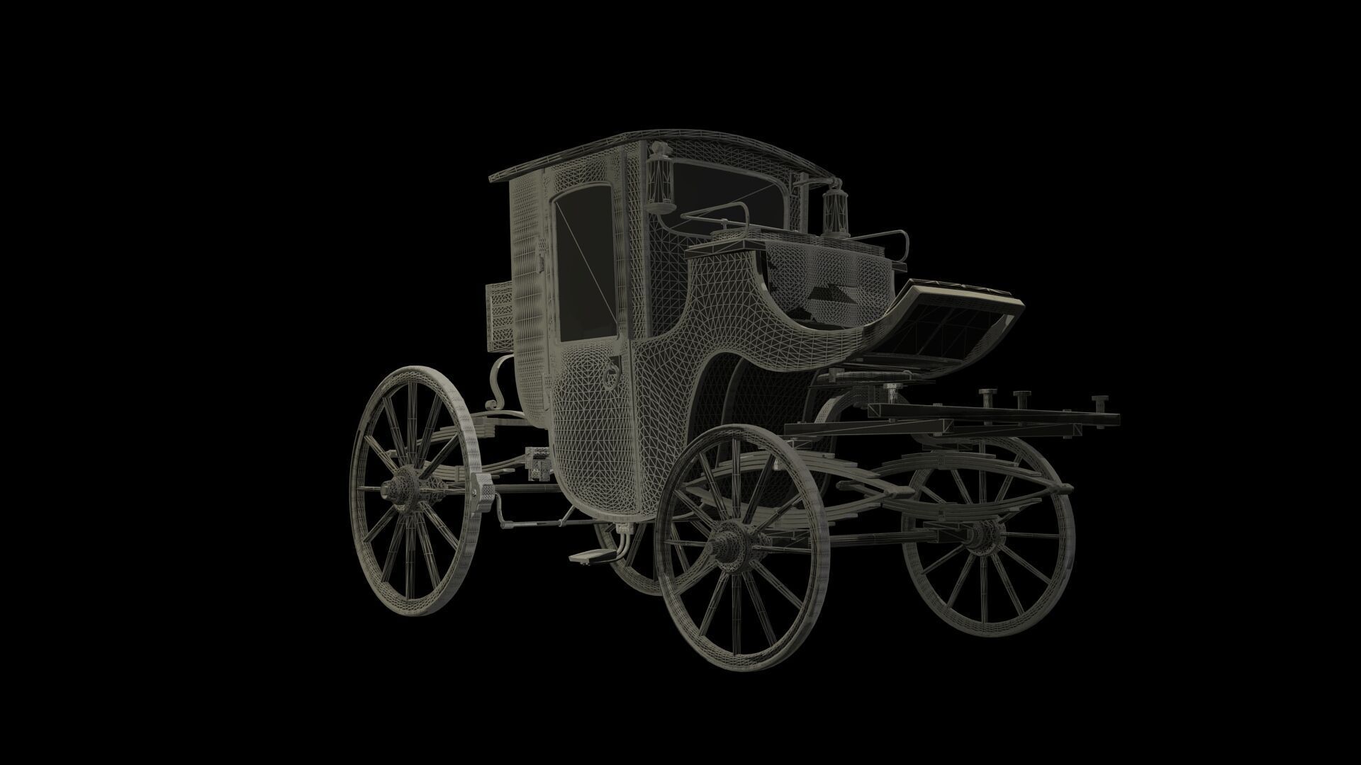 Chinese ancient wooden  carriage   Low-poly 3D model_7