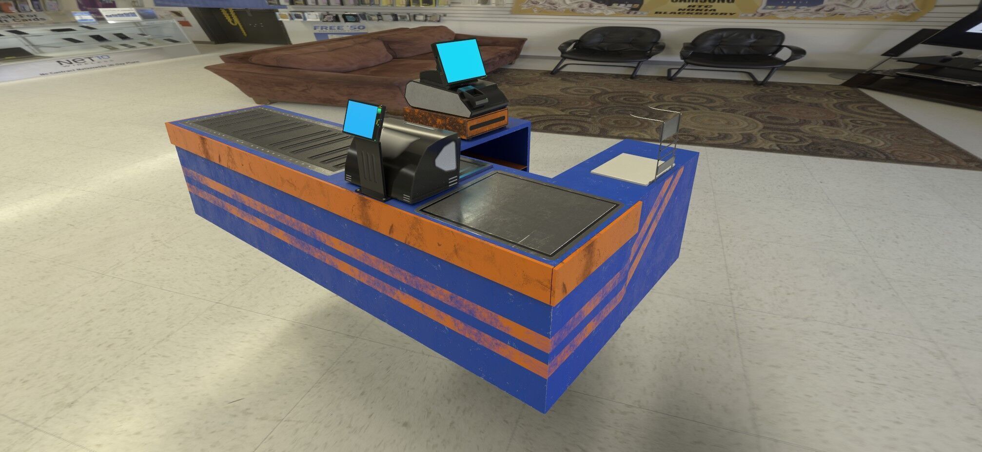 Super Market Checkout Low-poly 3D model_2