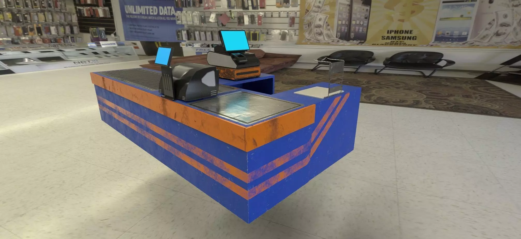 Super Market Checkout Low-poly 3D model_0