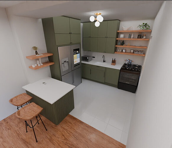 Modern kitchen design  3D model 2