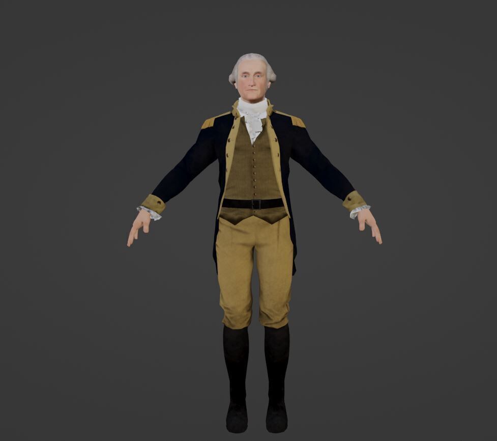 Low Poly George Washington Low-poly 3D model_6