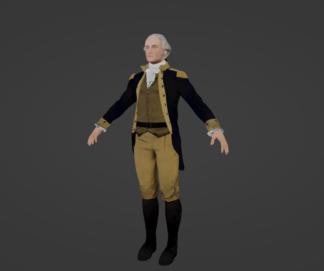 Low Poly George Washington Low-poly 3D model_2
