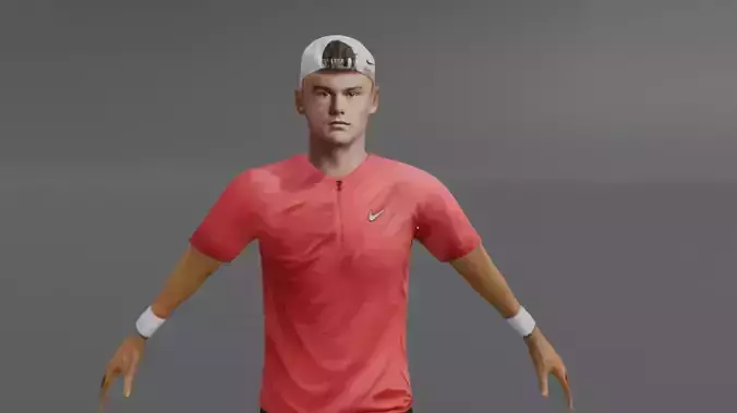 3D Model of a Tennis Champion Holger Rune Low-poly 3D model