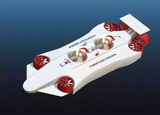 DeepFlight Dragon Personal Submarine - High Poly 3D Model 3D model