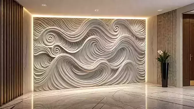 modern panel wall decor set relief stl mural CNC 175