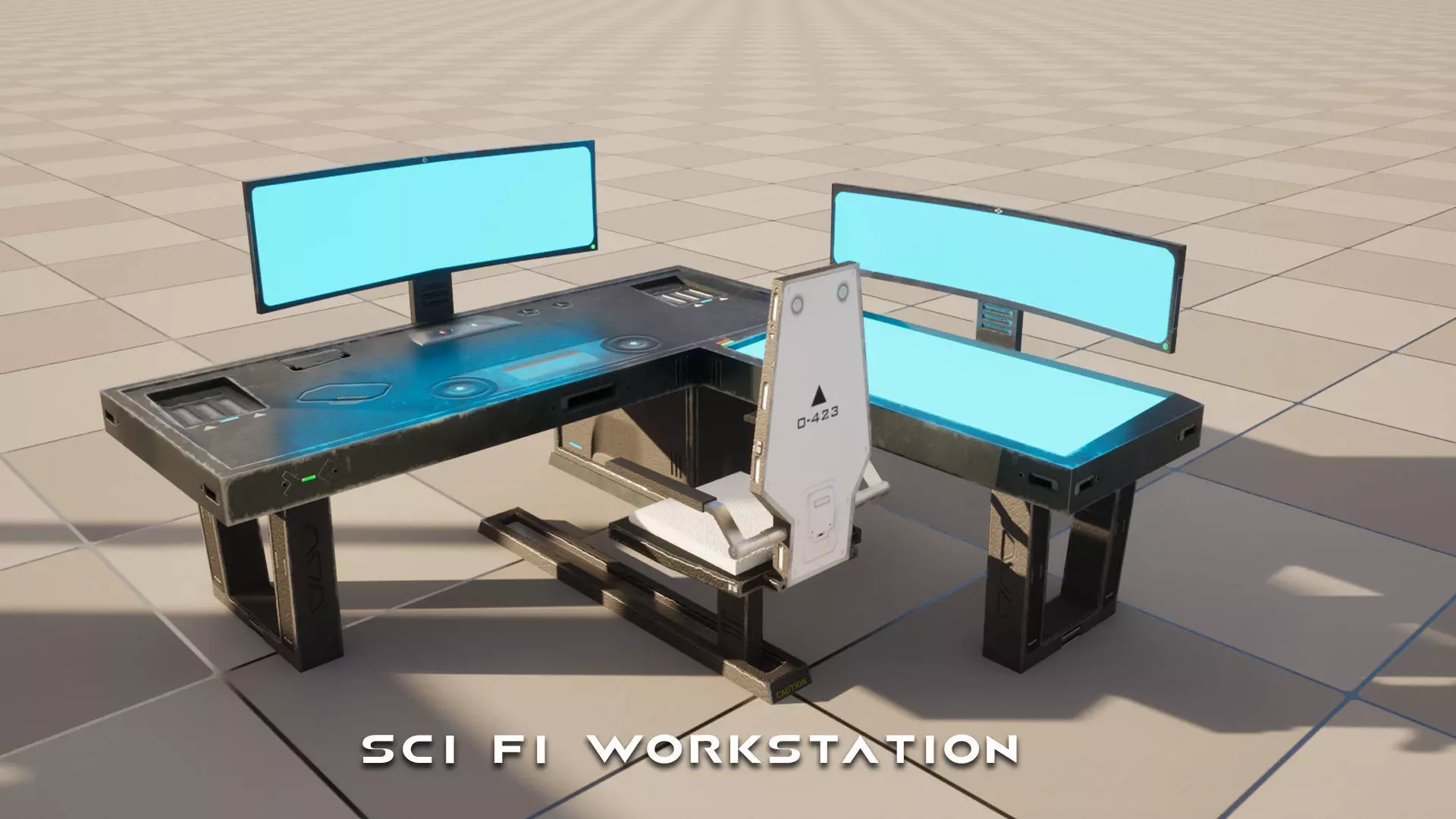 SCI FI WorkStation Low-poly 3D model