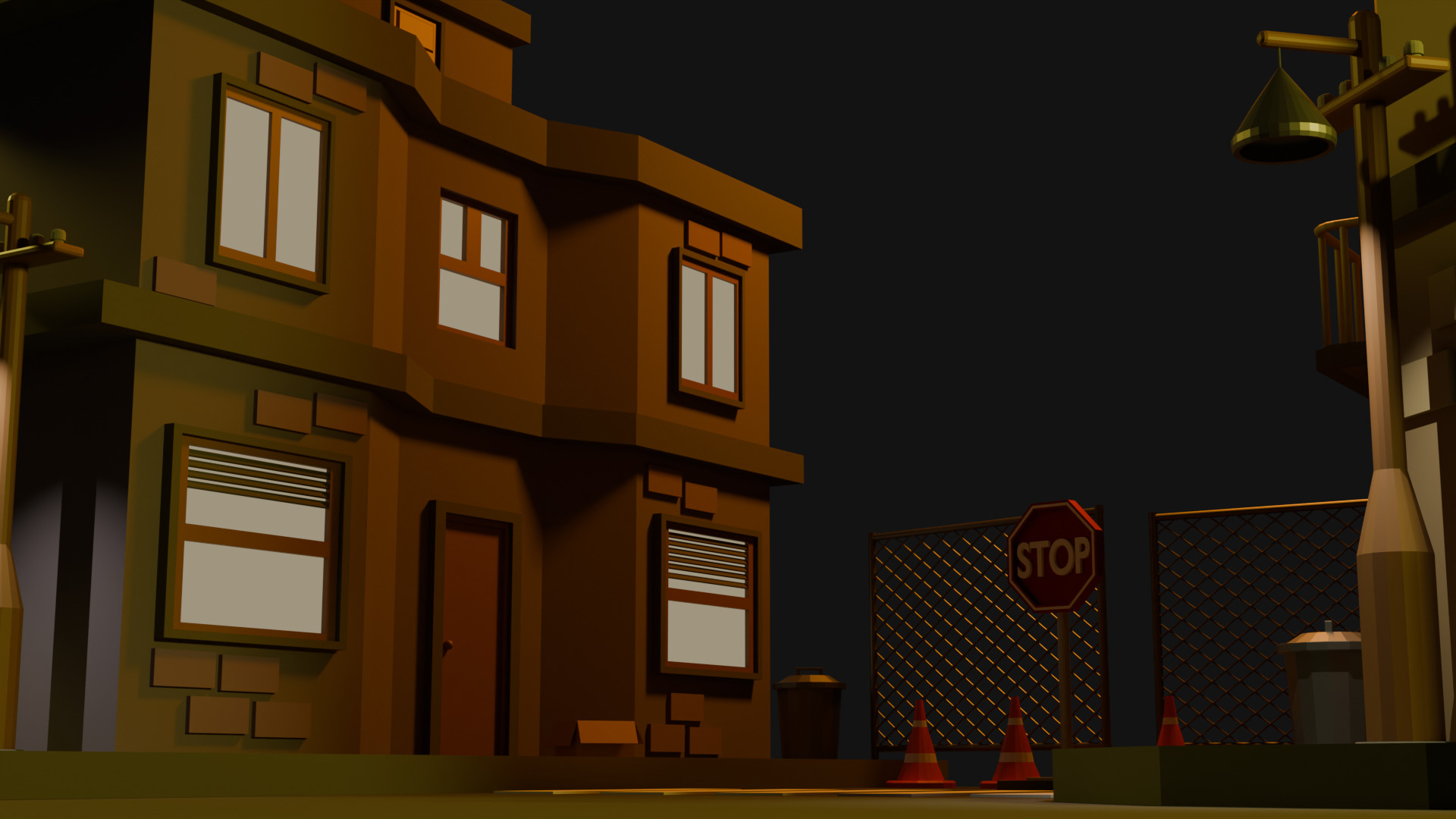 Simple Low Poly Street Low-poly 3D model_3