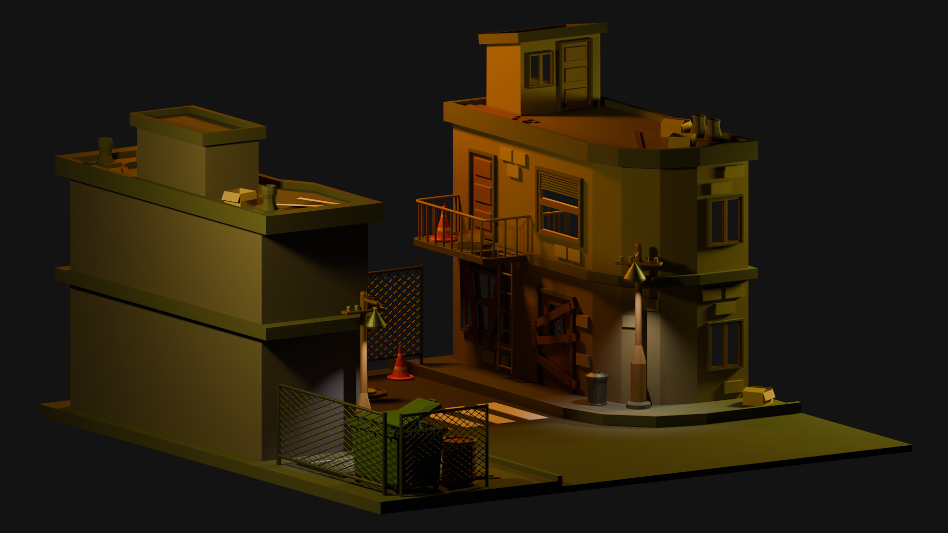 Simple Low Poly Street Low-poly 3D model_2