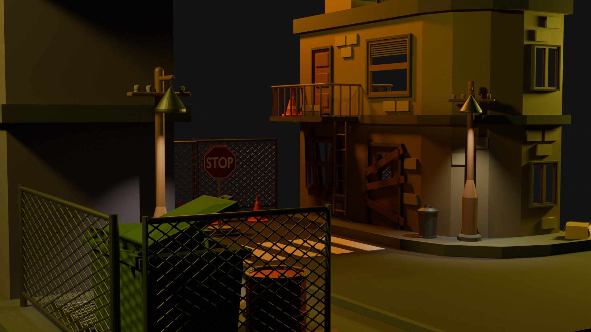 Simple Low Poly Street Low-poly 3D model_4