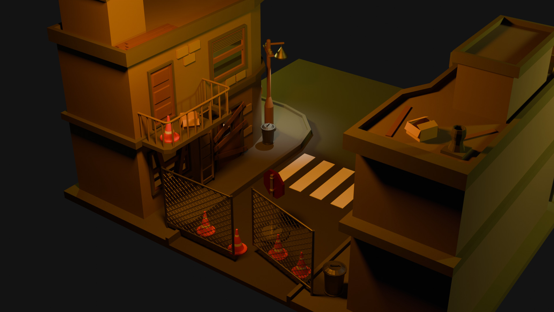 Simple Low Poly Street Low-poly 3D model_5