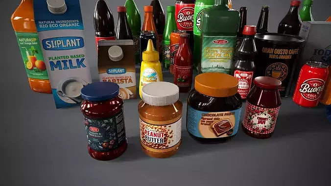 Realistic Food Packaging Assets Low-poly 3D model 7