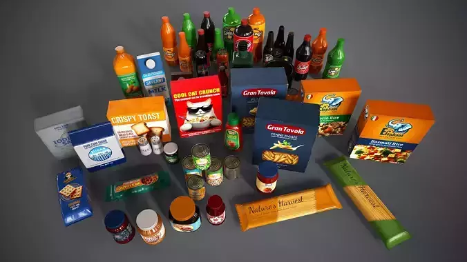 Realistic Food Packaging Assets Low-poly 3D model