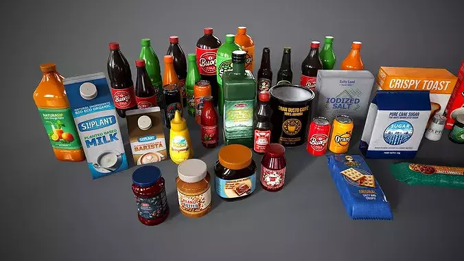 Realistic Food Packaging Assets Low-poly 3D model 4