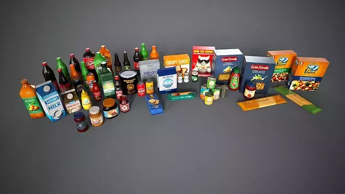 Realistic Food Packaging Assets Low-poly 3D model 2