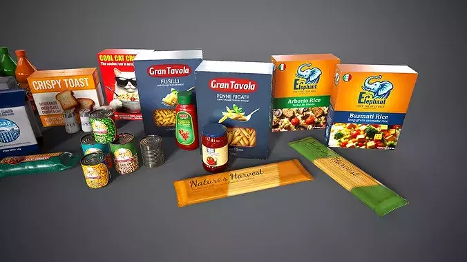 Realistic Food Packaging Assets Low-poly 3D model 3