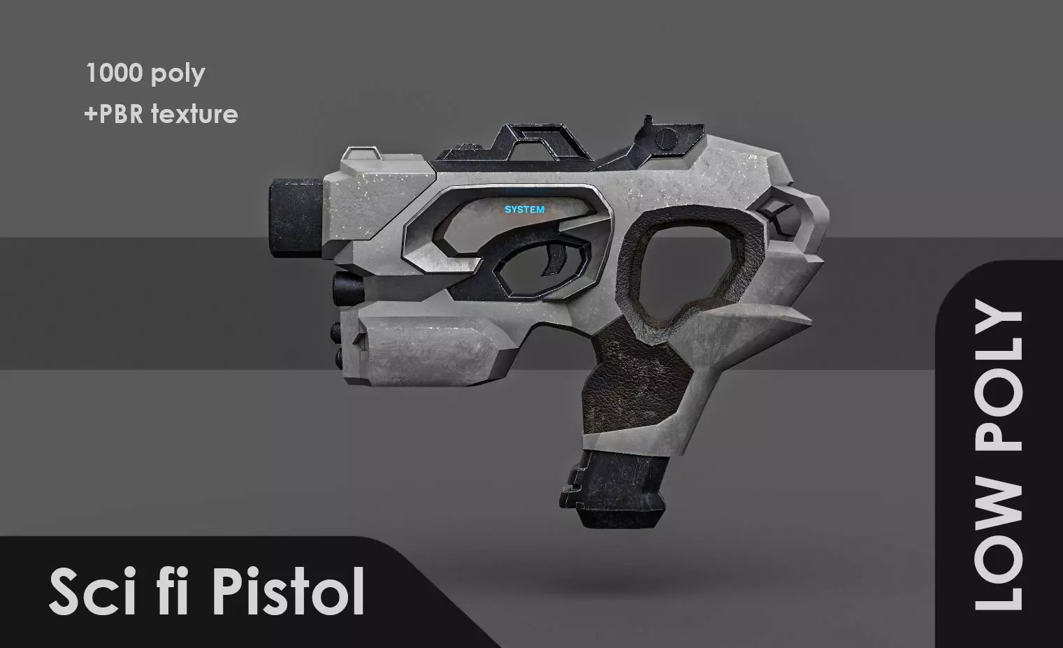 Low Poly Sci-Fi Pistol  Low-poly 3D model_0