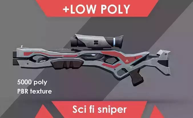Low Poly Sci-Fi Sniper Rifle