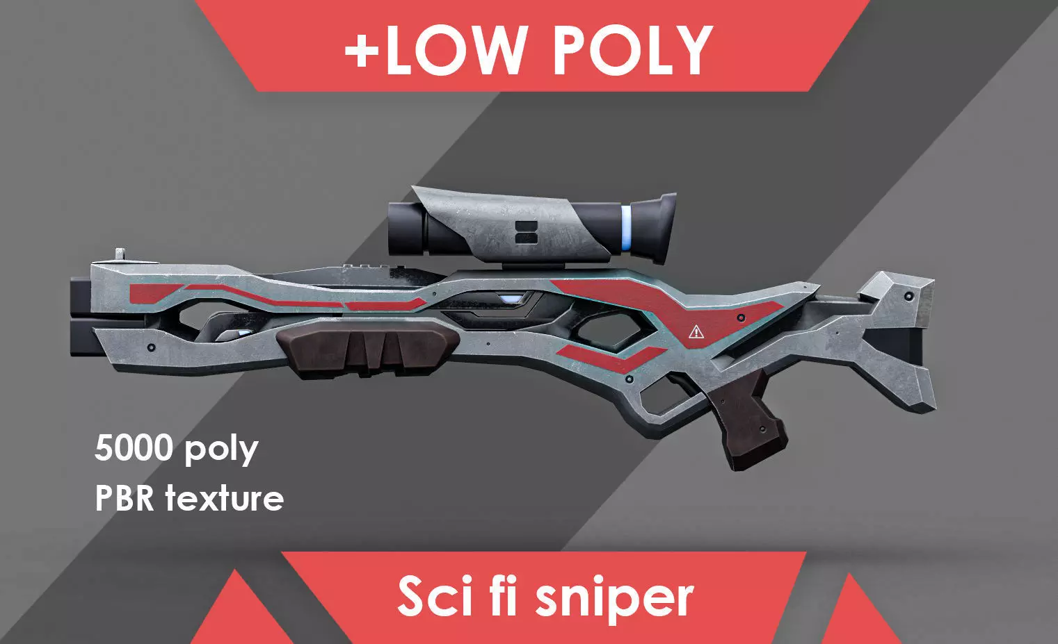 Low Poly Sci-Fi Sniper Rifle Low-poly 3D model_0