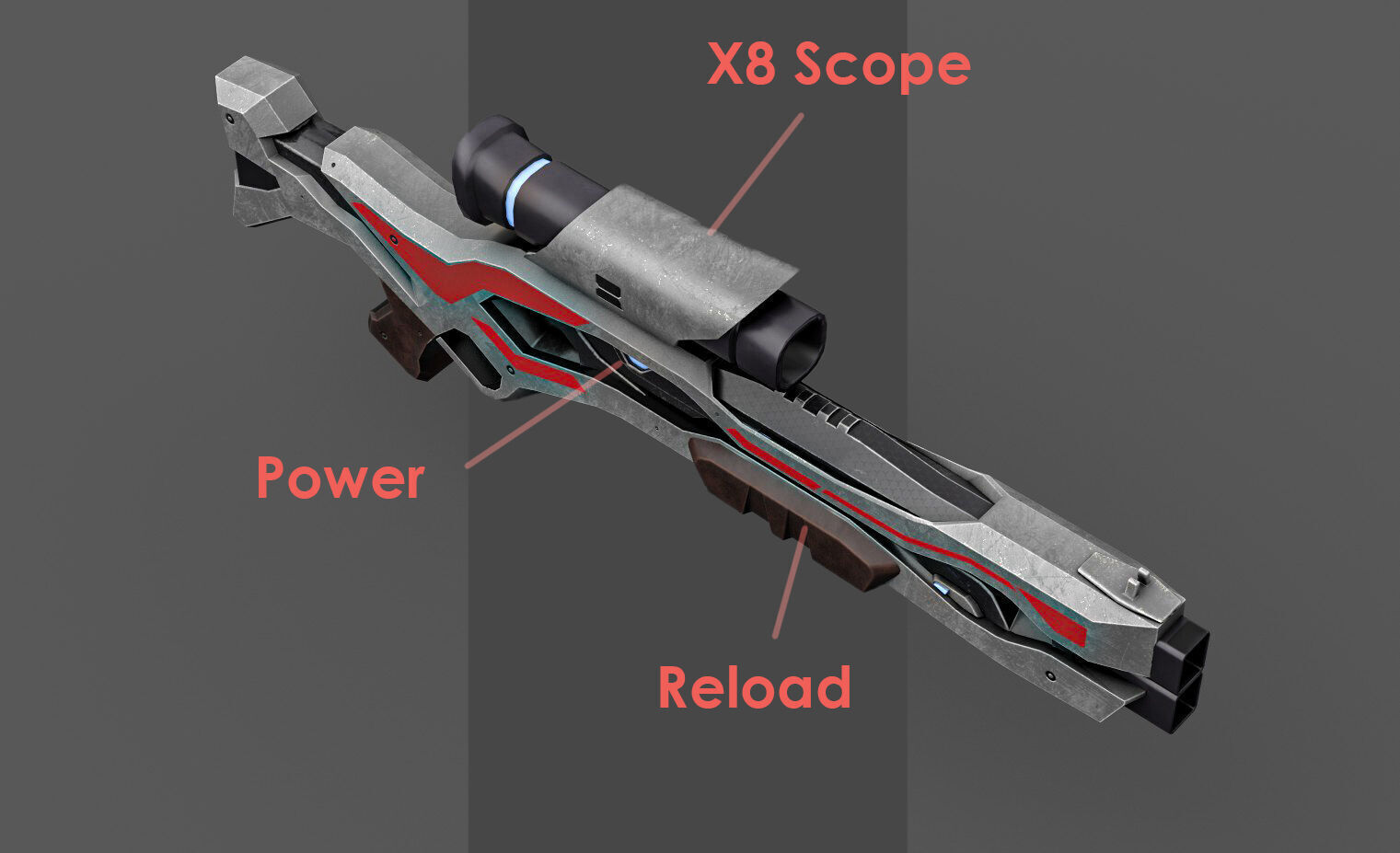 Low Poly Sci-Fi Sniper Rifle Low-poly 3D model_3