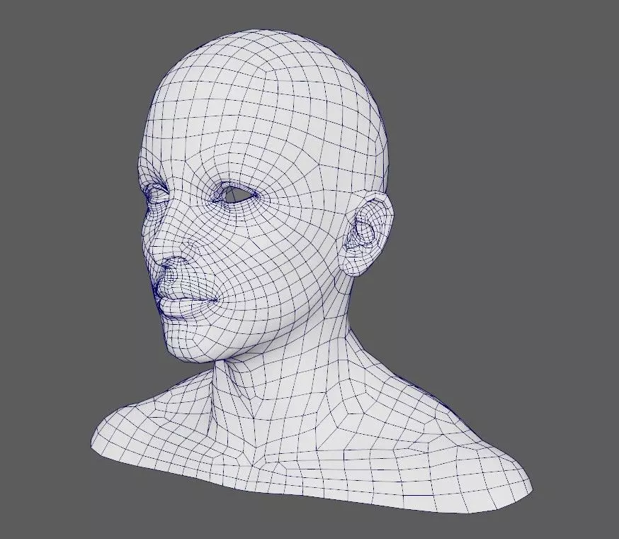 standard head Low-poly 3D model_0