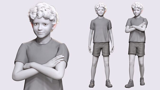 Realistic Child Character Ready for Animation 3D model