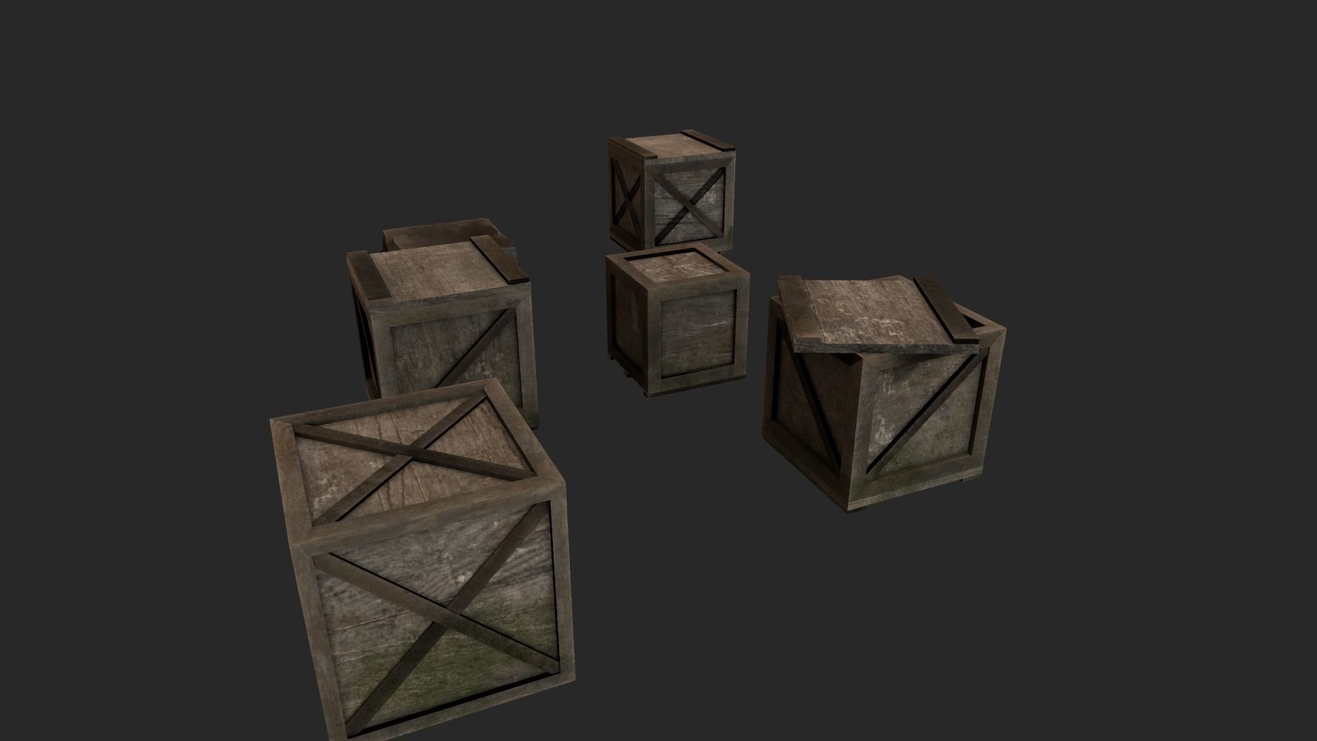 Wooden Boxes Low-poly 3D model_0