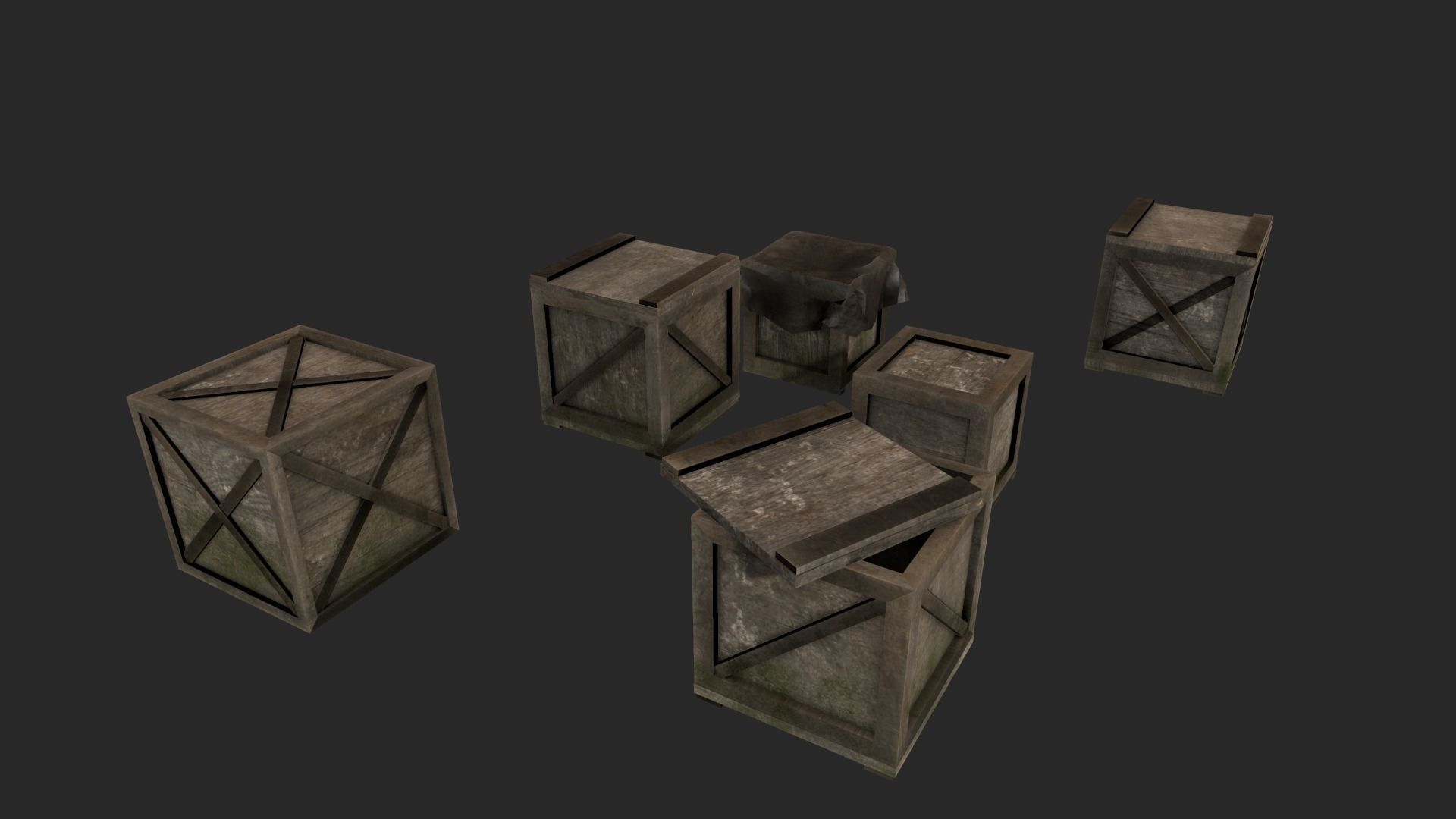 Wooden Boxes Low-poly 3D model_2