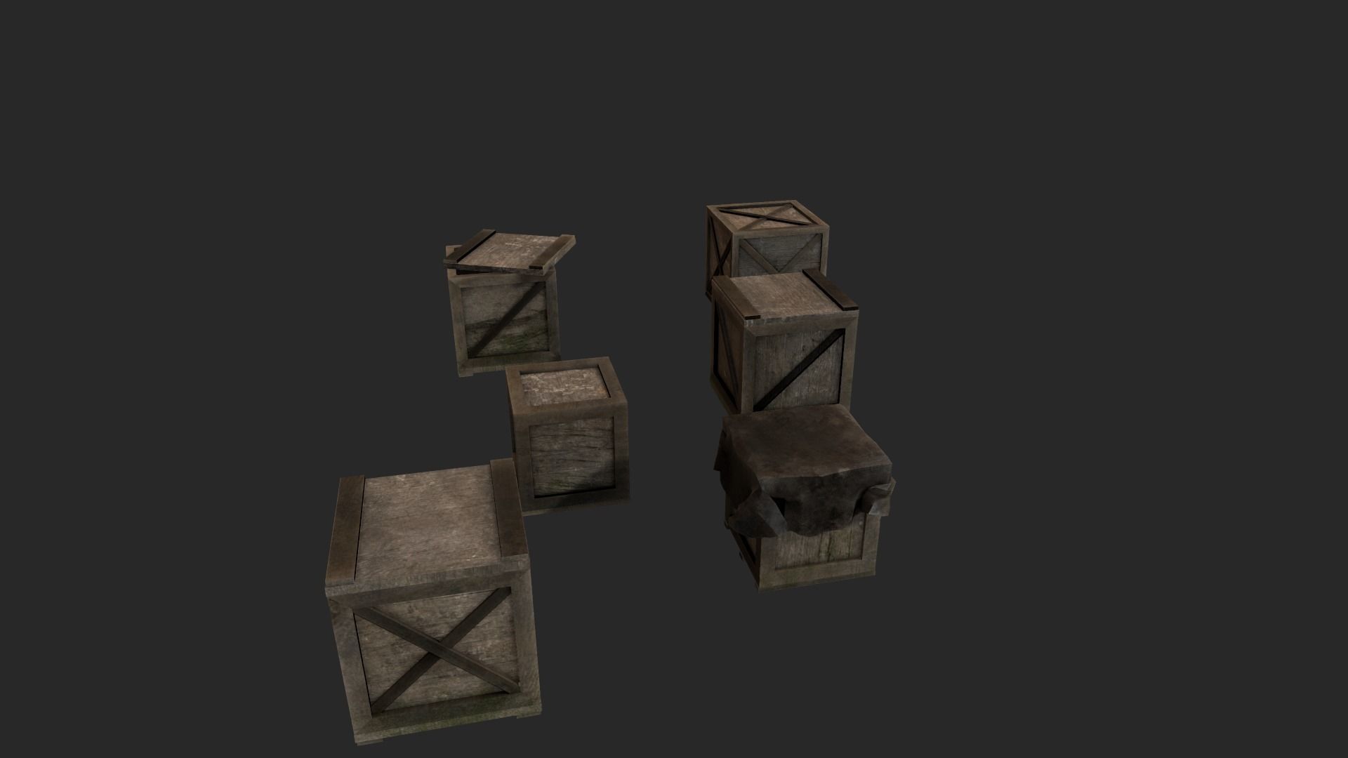 Wooden Boxes Low-poly 3D model_1
