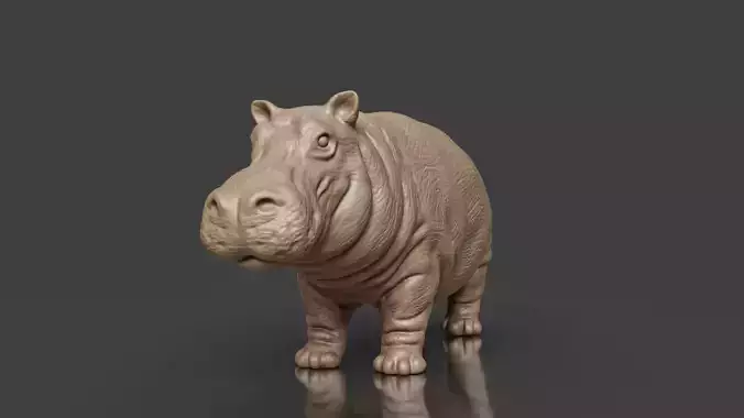 3D Printable Realistic Hippo Toy Model