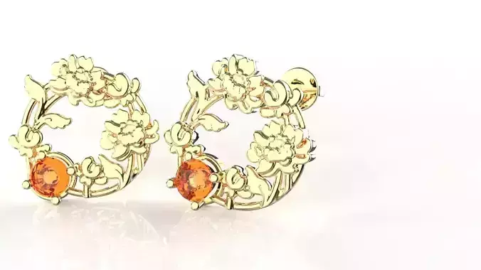 Birthflower Circle Stud Earring November