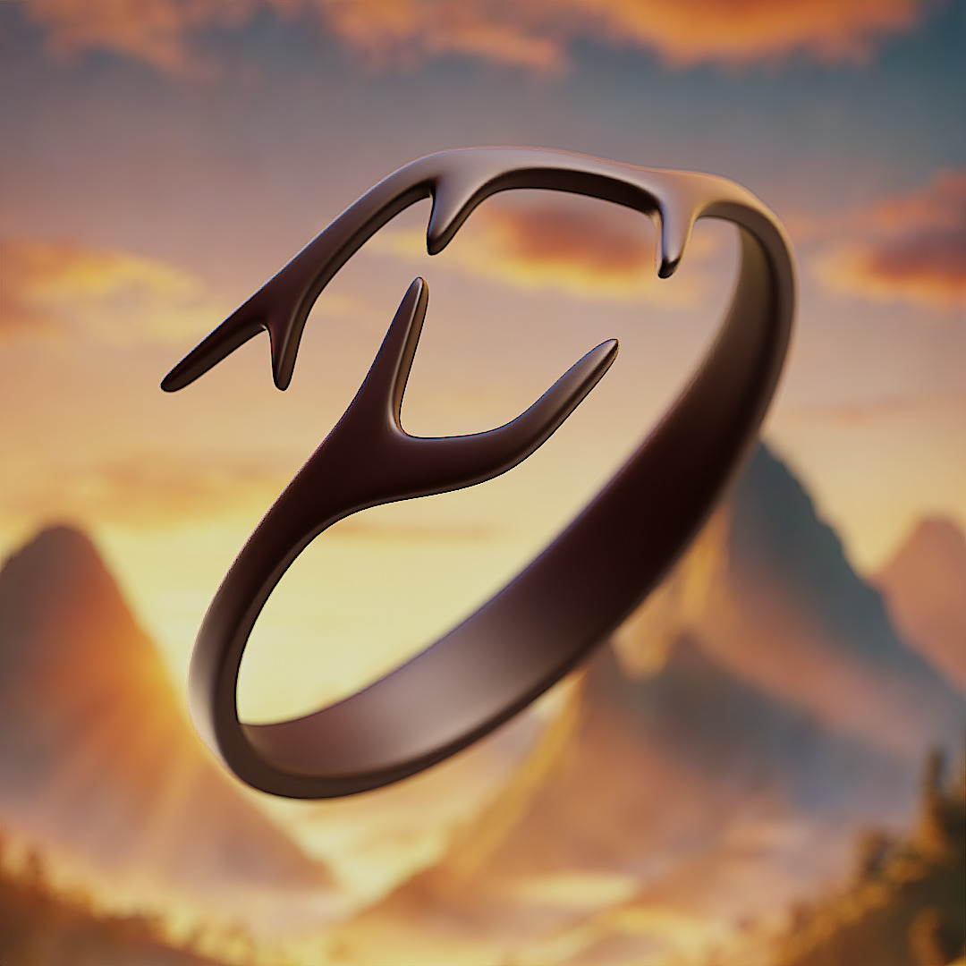 Mystic Antler Ring - Nature-Inspired Fantasy Jewelry 3D Print 37 3D print model_1