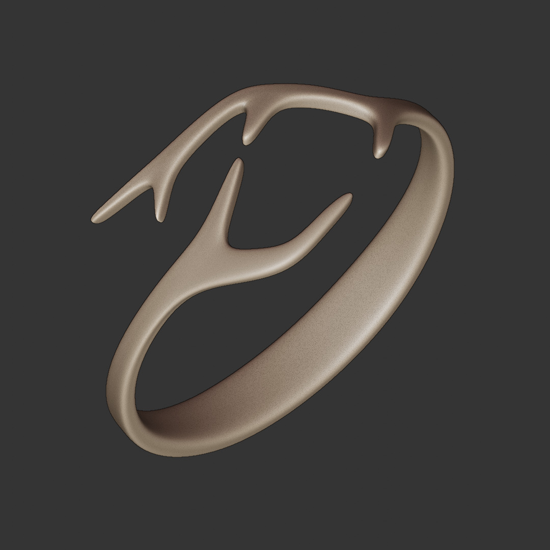 Mystic Antler Ring - Nature-Inspired Fantasy Jewelry 3D Print 37 3D print model_4