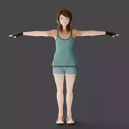 Realistic Toon Girl For Game