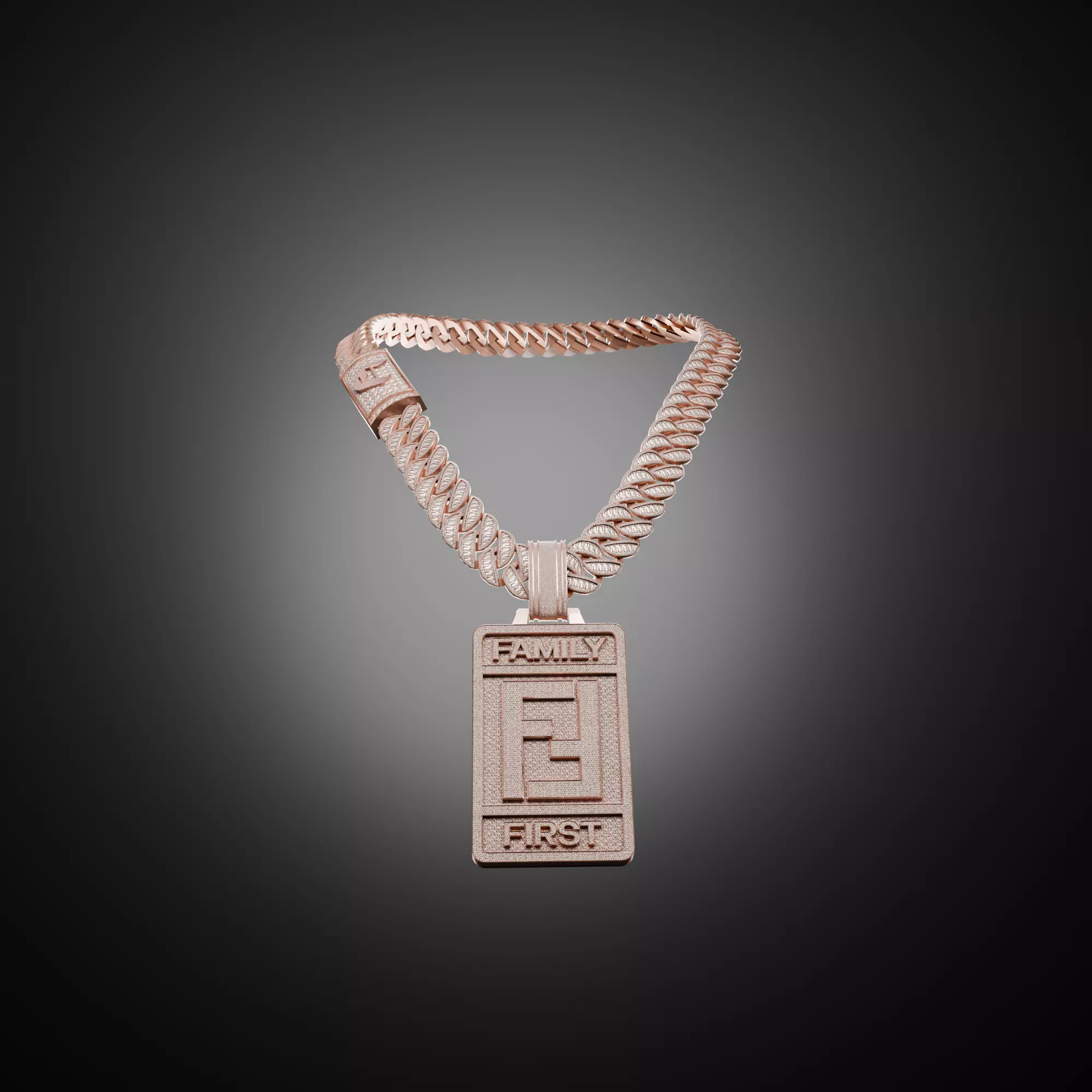 Family First Chain Jewelry Low-poly 3D model_0