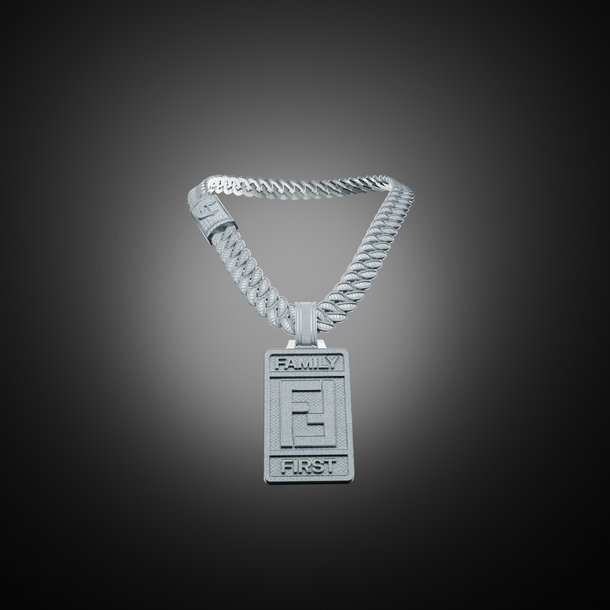 Family First Chain Jewelry Low-poly 3D model_2