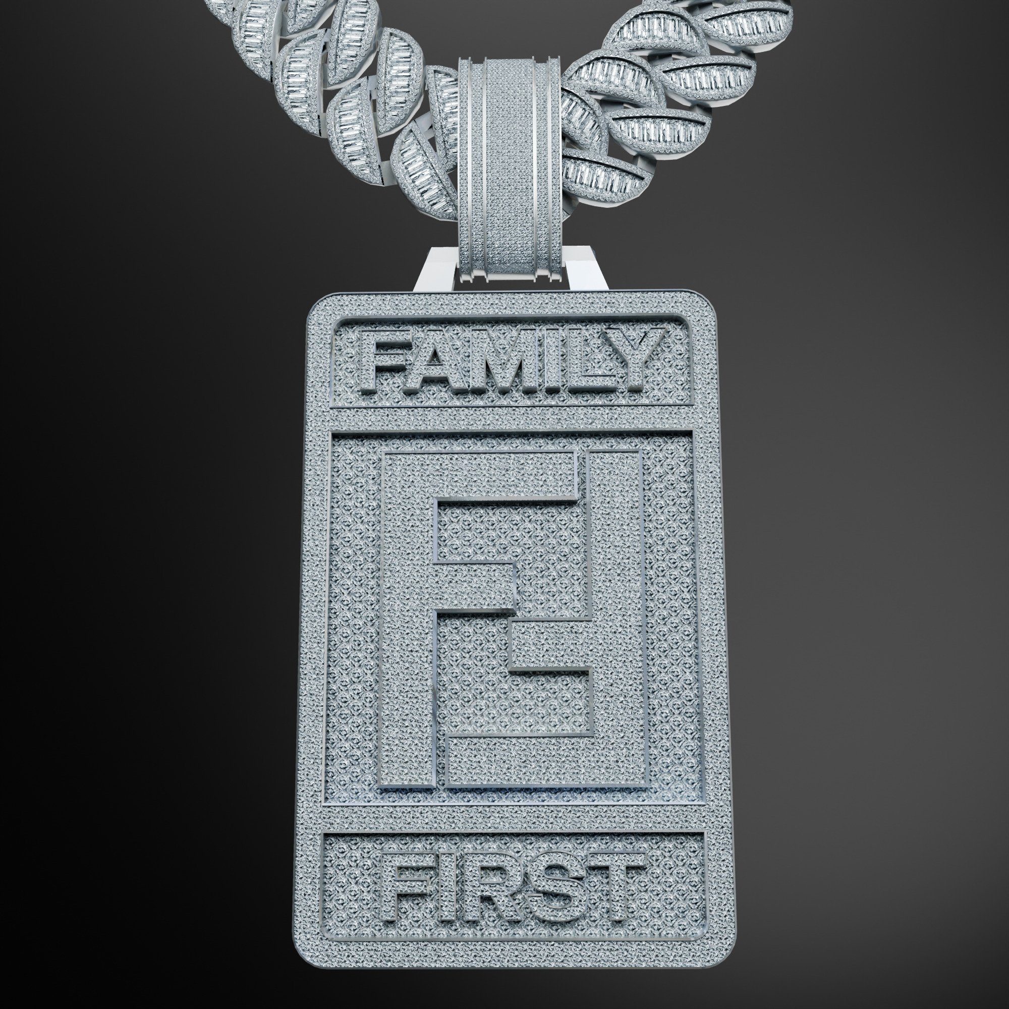 Family First Chain Jewelry Low-poly 3D model_6