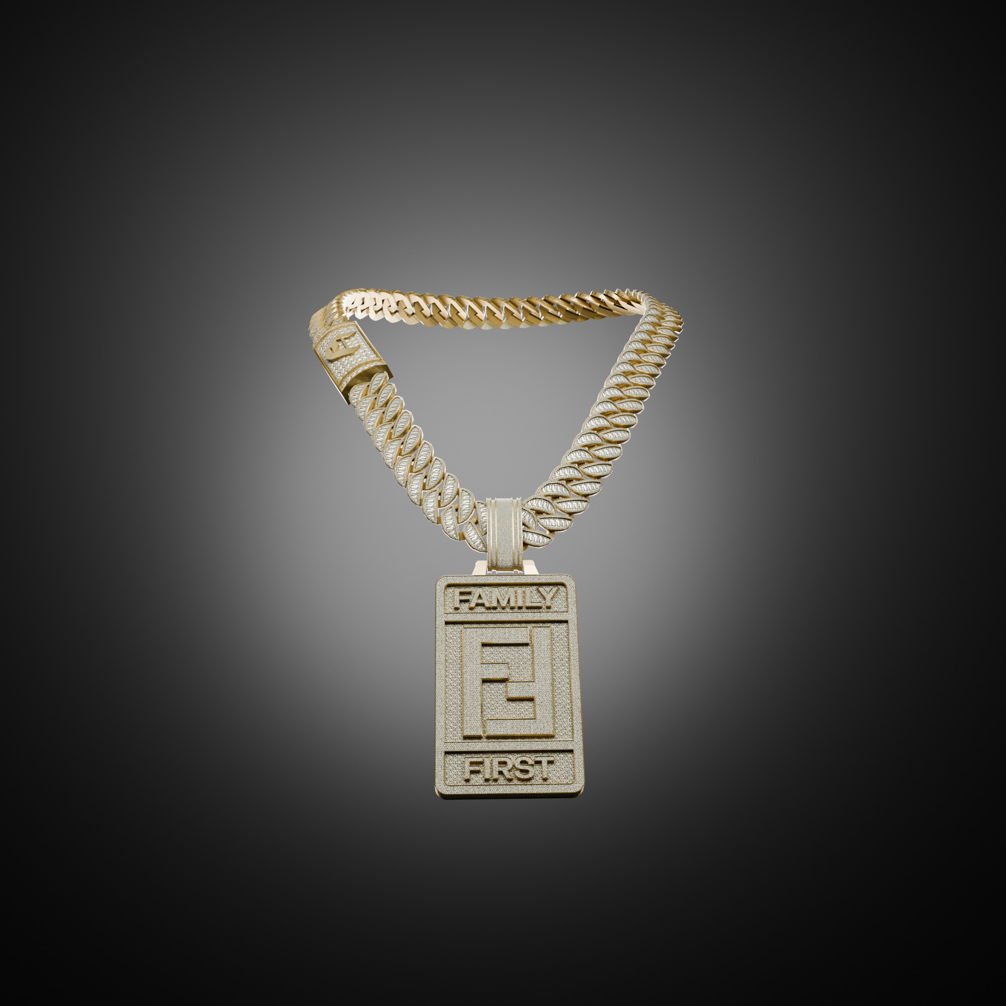 Family First Chain Jewelry Low-poly 3D model_1