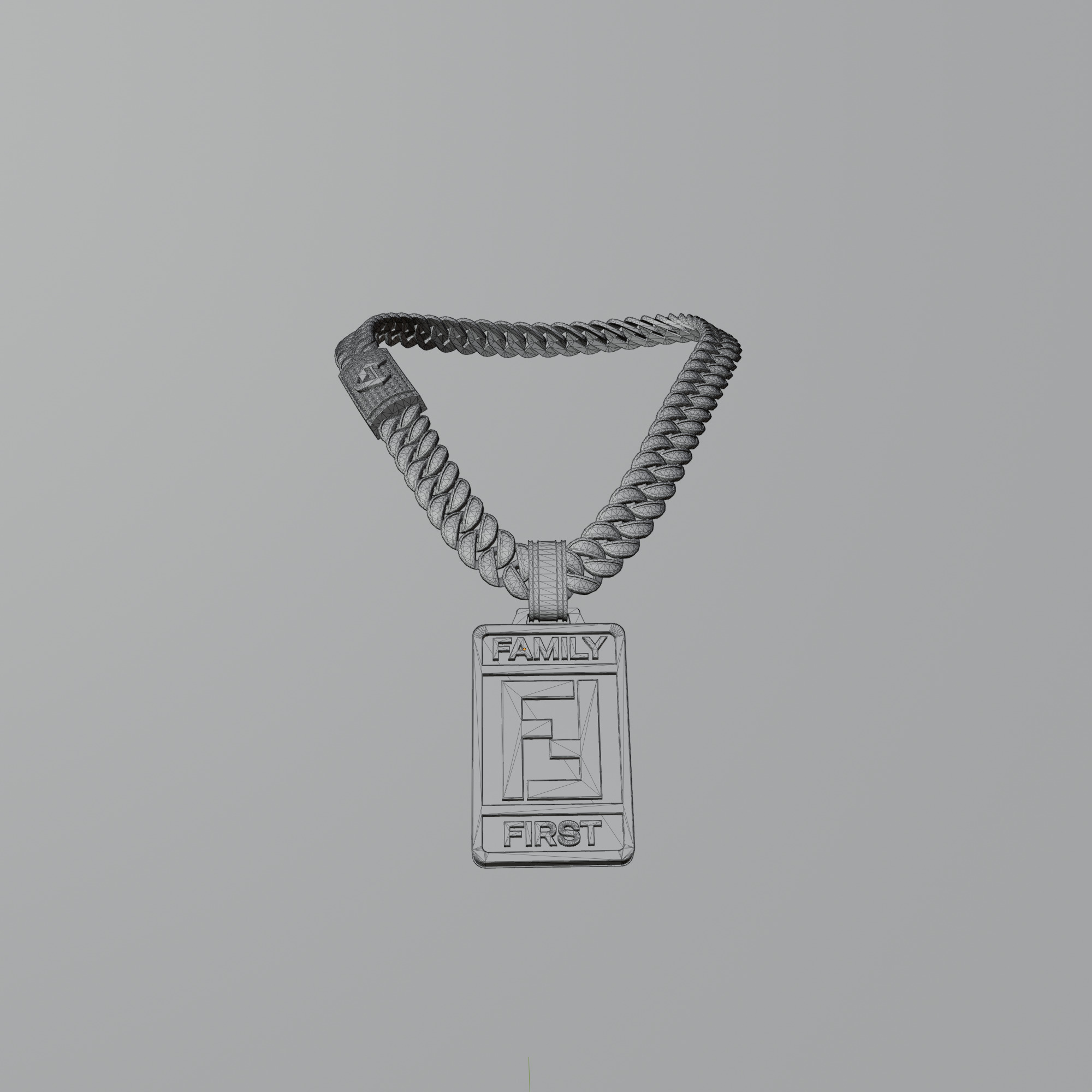 Family First Chain Jewelry Low-poly 3D model_3