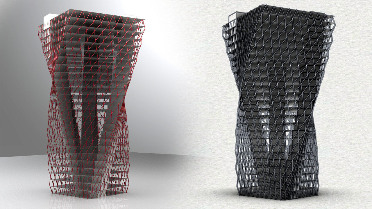 Exoskeleton Parametric Tower Facade Design Grasshopper Rhino 3D model_3