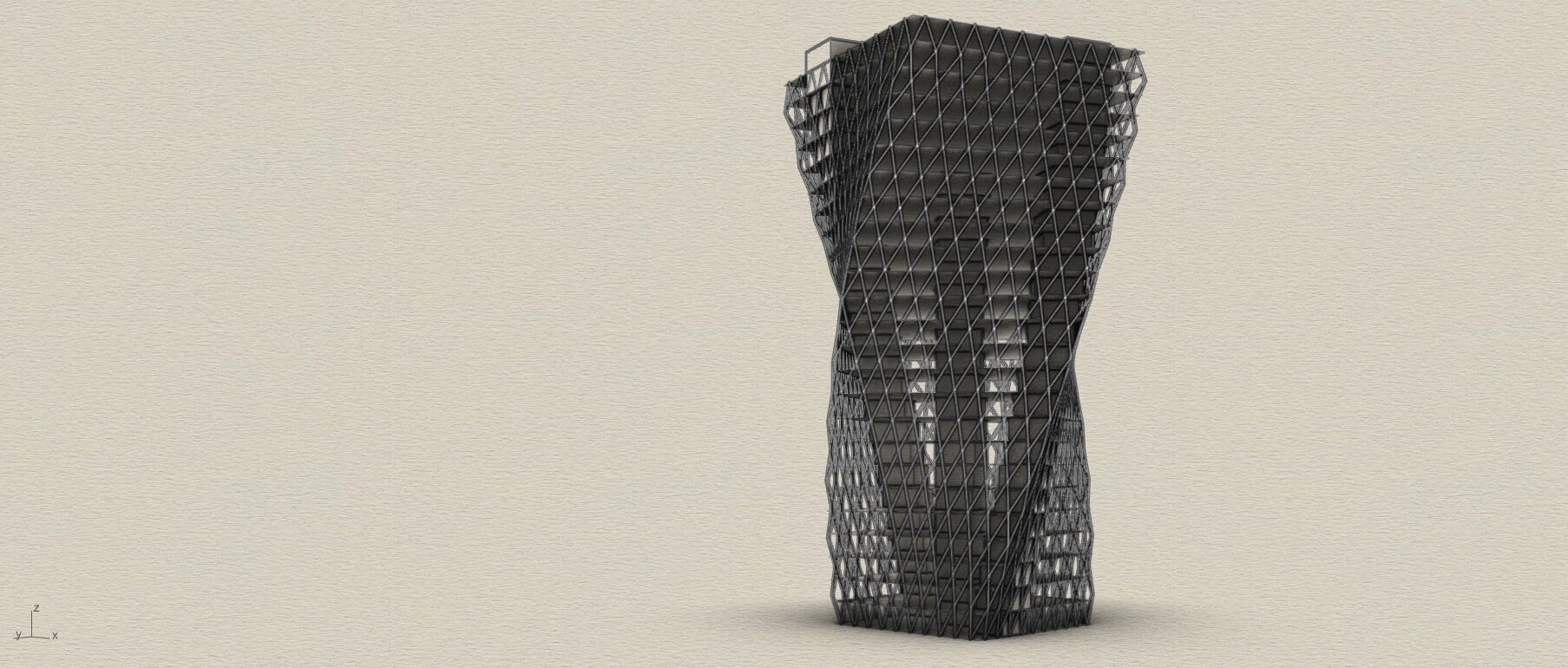 Exoskeleton Parametric Tower Facade Design Grasshopper Rhino 3D model_4