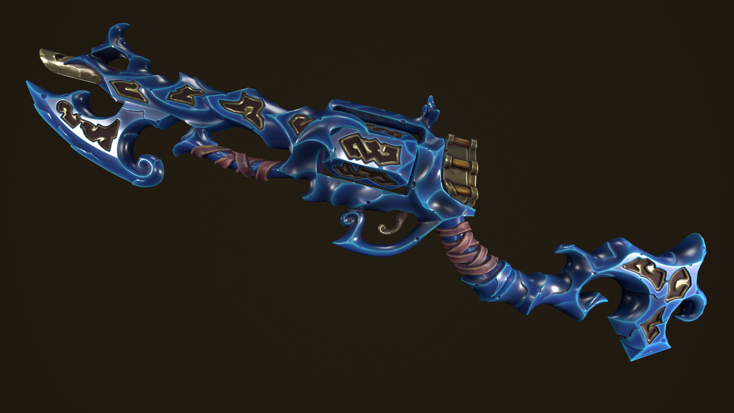 3D model Modular stylized rune ice rifle shotgun revolver axe knife VR ...