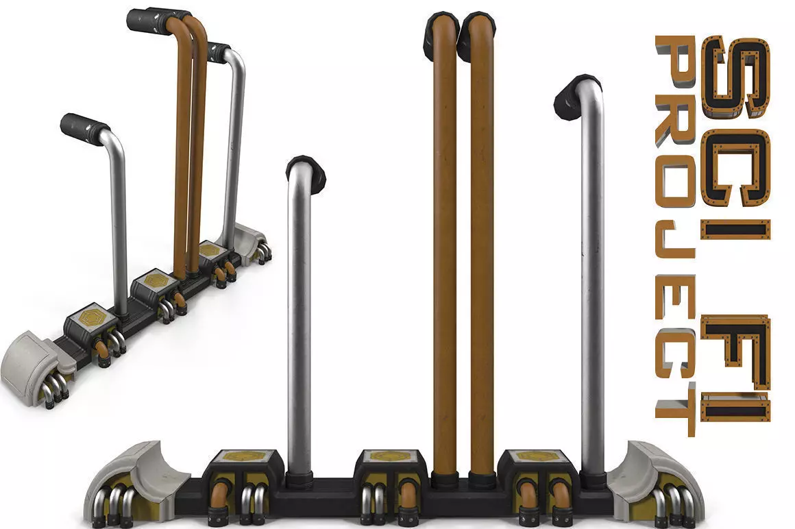 Pipes pair of electric scooters 3D model_0