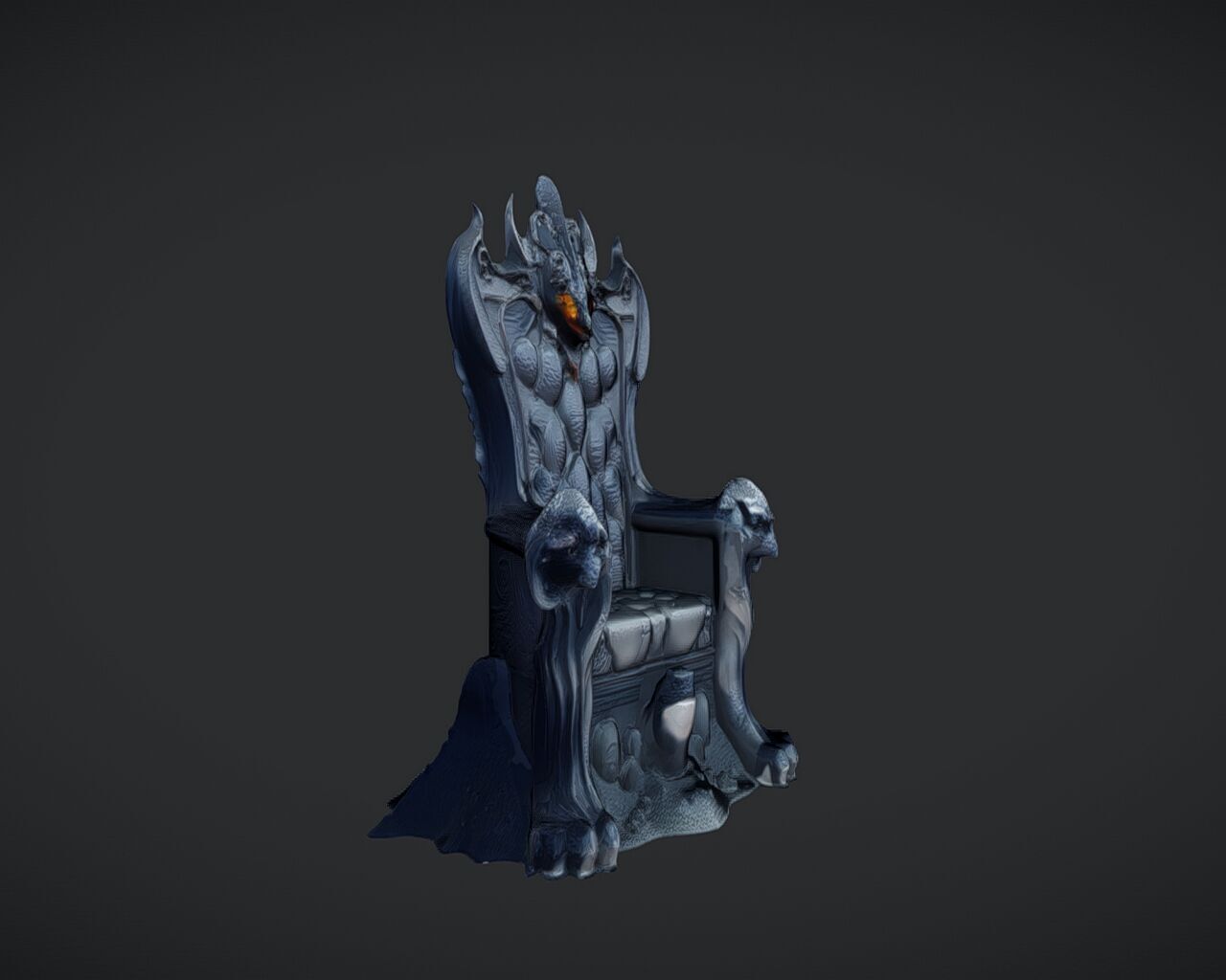 ornate dark throne with glowing eyes 3D model_1