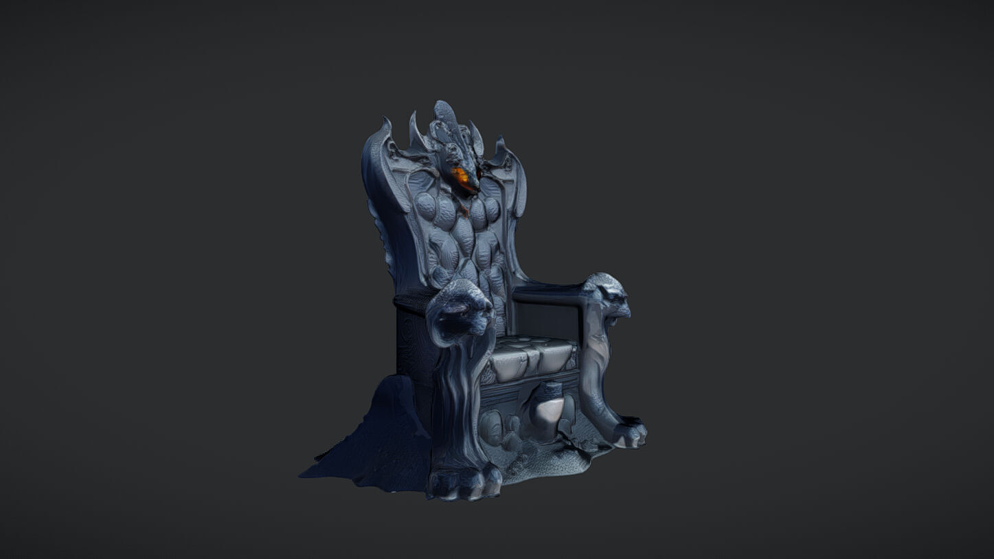 ornate dark throne with glowing eyes 3D model_4