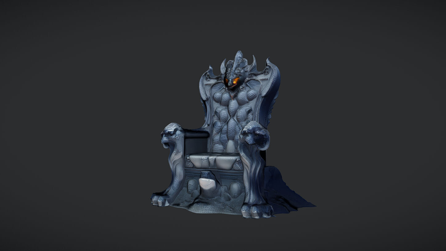 ornate dark throne with glowing eyes 3D model_5
