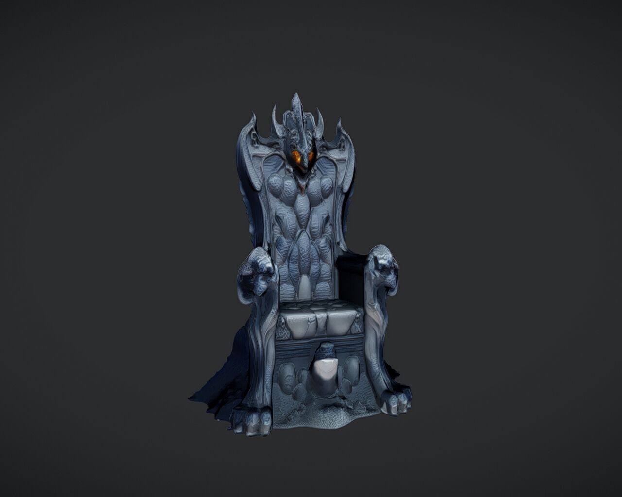 ornate dark throne with glowing eyes 3D model_3