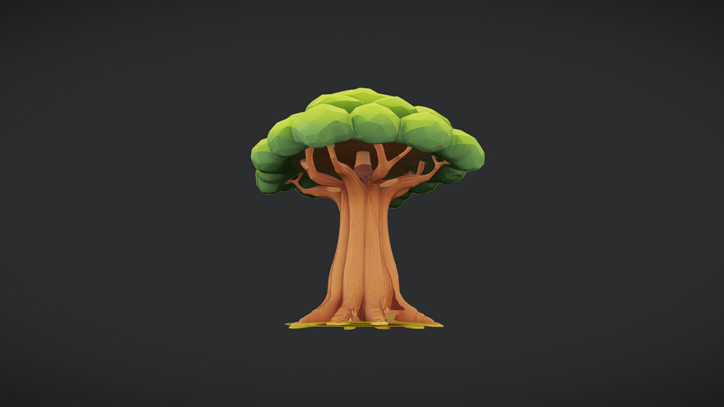 Low-poly stylized tree 3D model_7